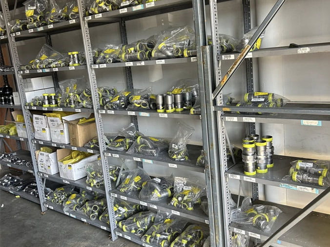 Plumbing fittings in the Cowan Supply Forest Park warehouse